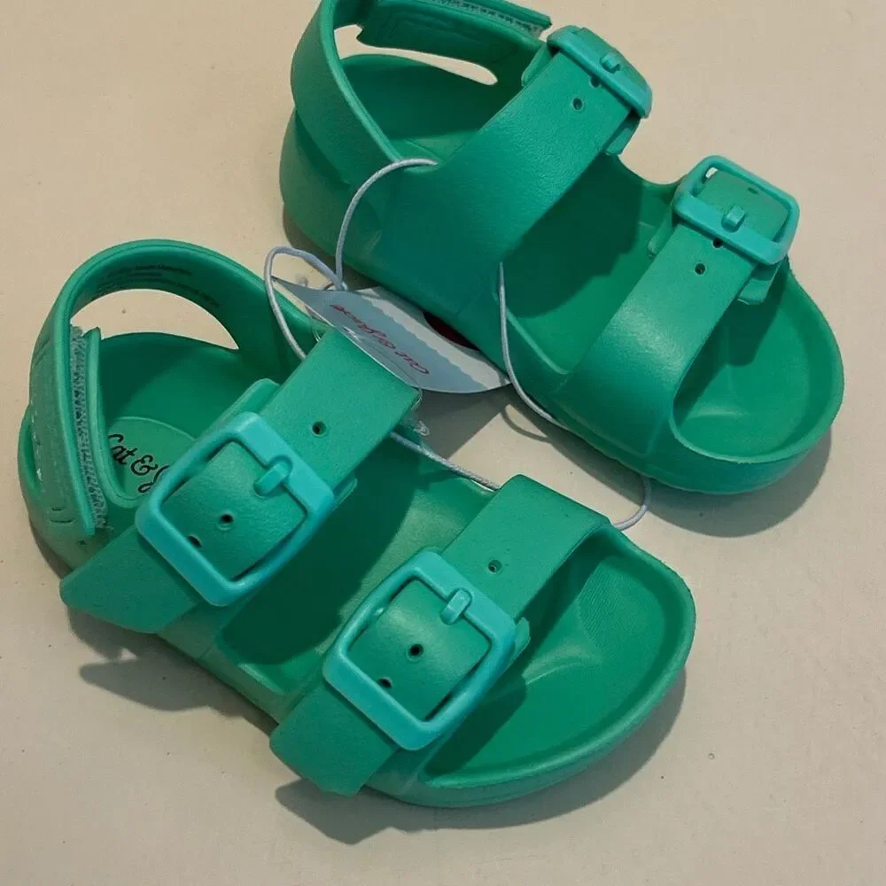 Cat & Jack Size 5 Strap Back Jelly Sandals Kelly Green Summer Beach Pool NWT